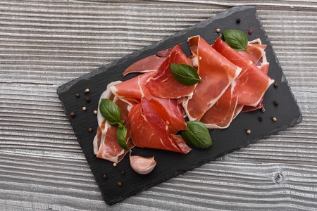 Italian prosciutto crudo or spanish jamon.の写真素材