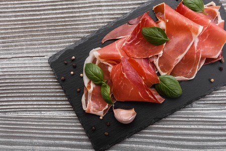 Italian prosciutto crudo or spanish jamon.の写真素材