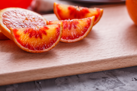 blood orange and juice on a dark background.の写真素材