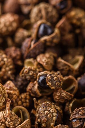 fragrant Sichuan pepper on white acrylic background.の写真素材