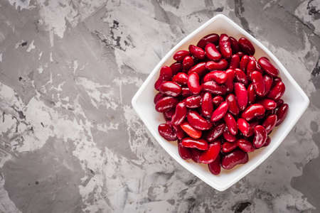 canned red kidney beans on a dark stone rustic background.の写真素材