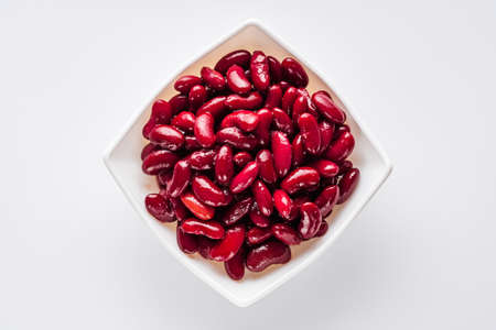 canned red kidney beans on a white acrylic background.の写真素材