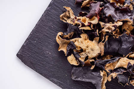 delicious asian black fungus mushroom on a white acrylic background.の写真素材