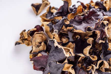 delicious asian black fungus mushroom on a white acrylic background.の写真素材