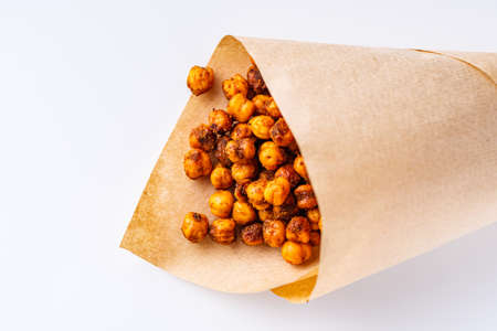 fried chickpeas on a white acrylic background.の写真素材