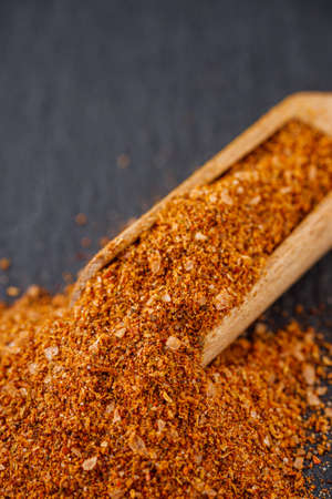 svanetian salt on a black stone background.
