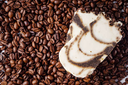 handmade soap on a white acrylic background.の写真素材