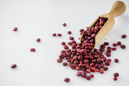dry aromatic sumac spice on a white background.の写真素材