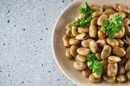delicious Turkish snack boiled broad beans fava.の写真素材
