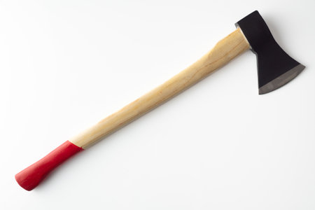 sharp steel ax on a white background.
