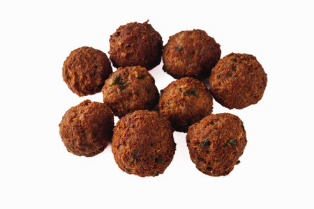 delicious traditional Italian meatballs polpette on a white background.の写真素材