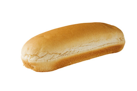 Fluffy hot dog bun on a white background.