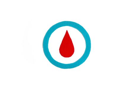 Blue circle with a drop of blood as a symbol of diabetes on white background.  World diabetes day concept, 14 november.の写真素材