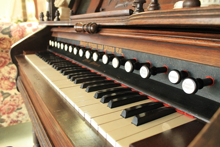 Old piano in tearoomのeditorial素材