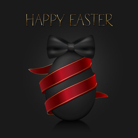 Black easter egg, happy easterの写真素材