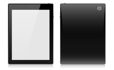 Realistic black tablet pc isolated on white background. vector illustration.のイラスト素材