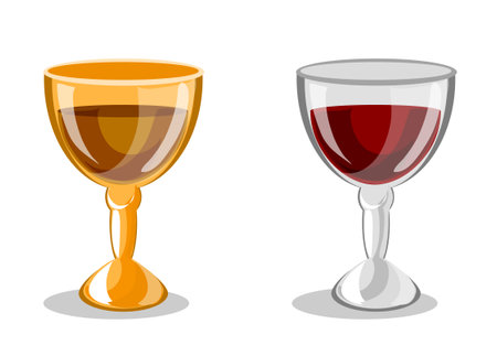 Drawing with two glasses of red wineのイラスト素材
