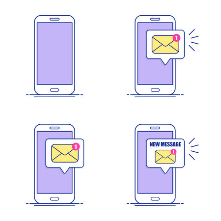 Set of new message in mobile phoneのイラスト素材