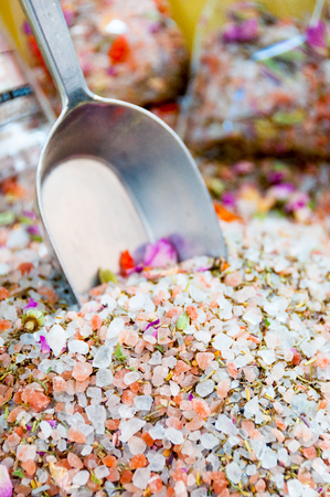 Salt and spices on a market France, Provence, summerの写真素材