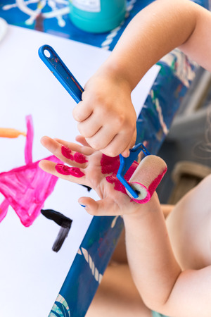 Children finger paintingの写真素材