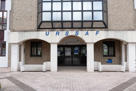 Calais, France - May 07, 2019 : Urssaf logo on building, office government agency collect social contributionsのeditorial素材
