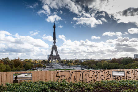 Paris, France - October 26, 2020: View on Eiffel Tower, Paris, Franceのeditorial素材