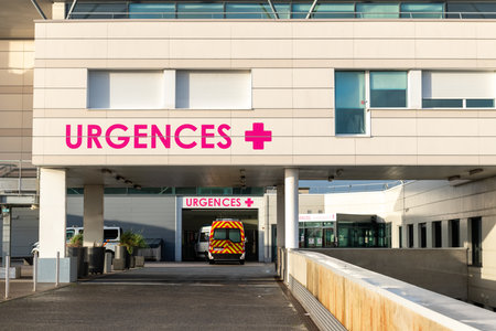 Calais, France - December 17, 2020: Emergency service Calais Hospitalのeditorial素材