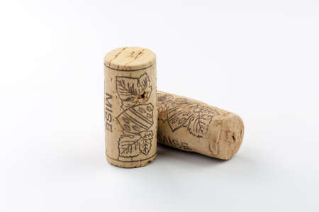 Corks on white background