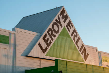 Calais, France - April 28, 2022: View of the Leroy Merlin store. Leroy Merlin is an international French market network specializing in construction, DIY and gardening.のeditorial素材