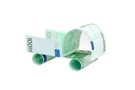 Pickup truck made of euro banknotesの写真素材