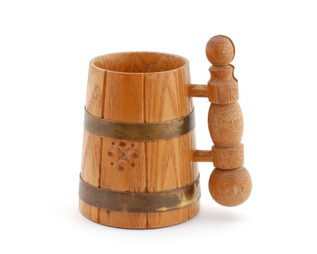 Old wooden beer mugの写真素材