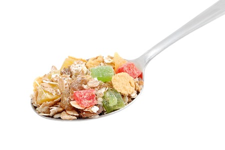 Muesli in spoonの写真素材