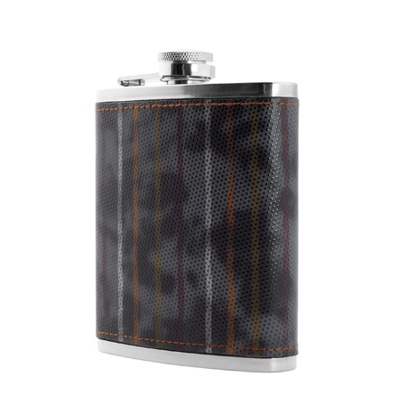 Hip flask isolated on white backgroundの写真素材