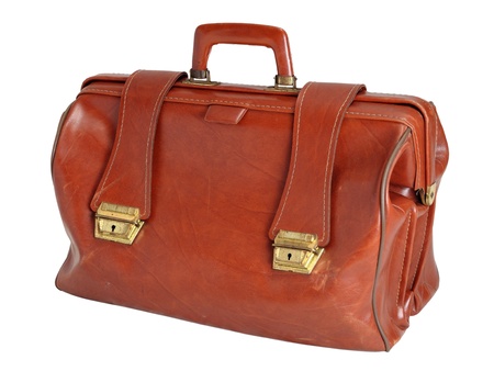 Old leather bagの写真素材