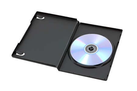 DVD or CD disk in opened boxの写真素材