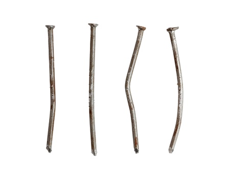 Old used nails. Isolated on white background.の写真素材