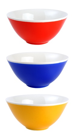 Ceramic bowls isolated on white backgroundの写真素材
