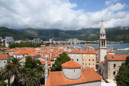 View on old town of Budva, Montenegroの写真素材