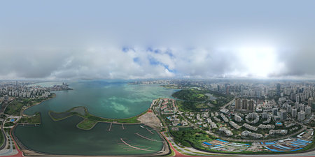 Aerial panorama of Hong Kong city at day time, Chinaの写真素材