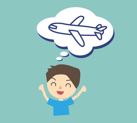 The child imagines the planeのイラスト素材
