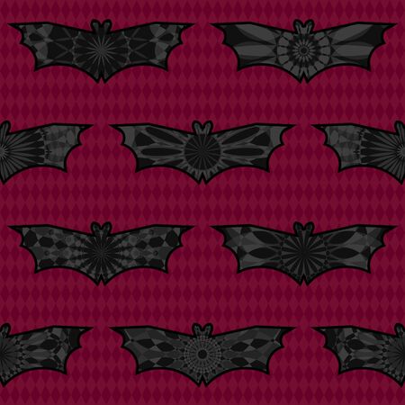 Geometric Halloween Bats Seamless Patternのイラスト素材