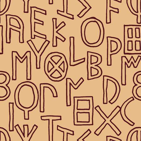 Etruscan Historican Alphabet Seamless Ornamentのイラスト素材
