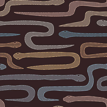 Striped Hand Drawn Cute Boho Rustic Minimalist Snakes Seamless Ornament