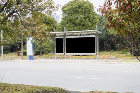 Billboards in the side of the roadの写真素材