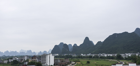 countryside and mountains sceneryの写真素材