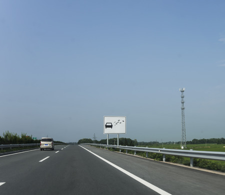 Highway road with vanの写真素材