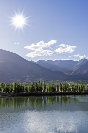 Mountain and lake landscapeの写真素材