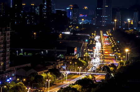 Spectacular night view skyline of modern cityの写真素材