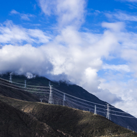 high-voltage towerの写真素材