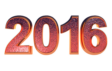 red text - Happy New Year 2016, isolated on white background